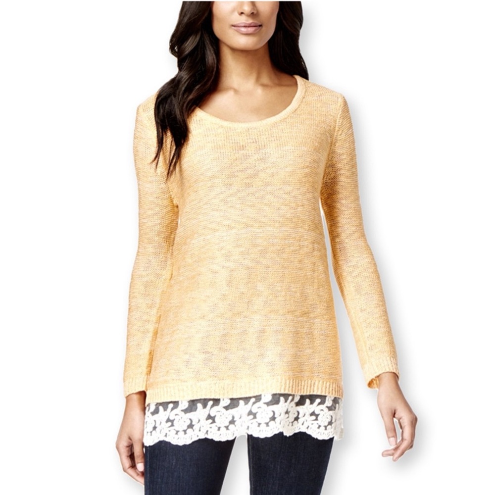 STYLE & CO Women's Lace Scoop Neck Sweater
